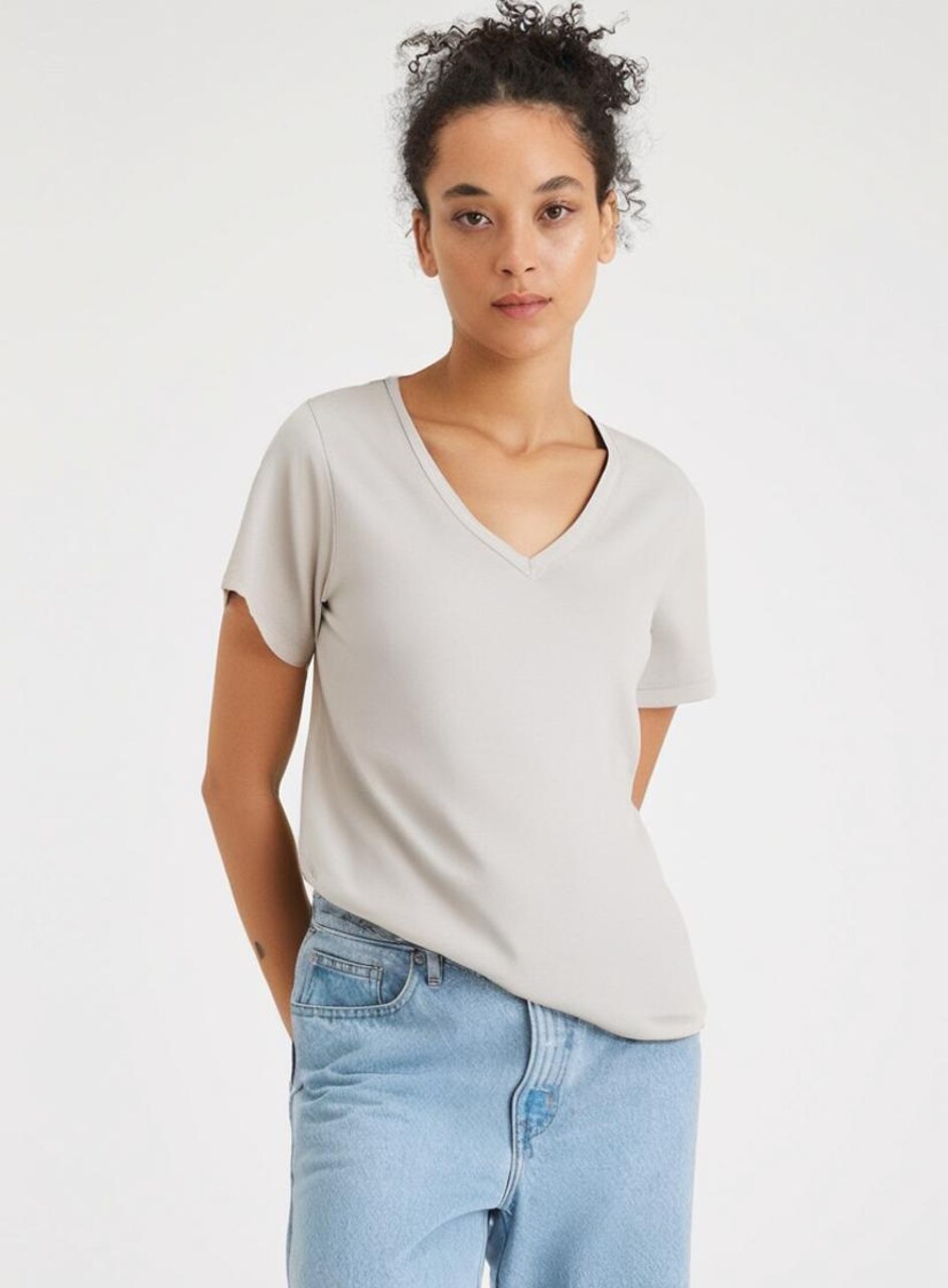 BELLA + CANVAS Women’s Relaxed Short Sleeve V-Neck T-Shirt for Casual Style & Custom Print Feminine Tee